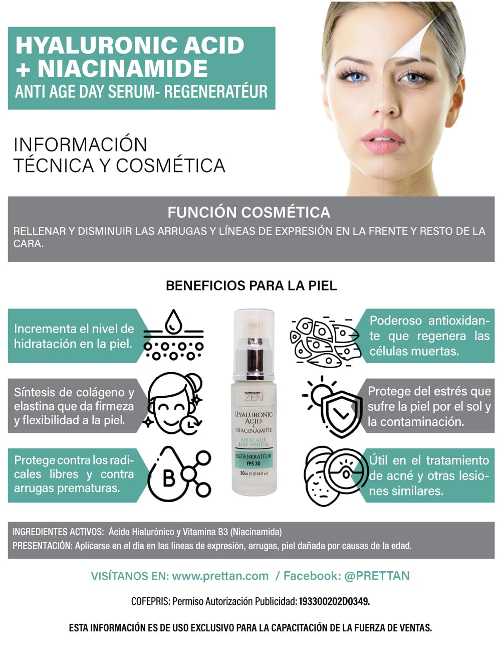 HYALURONIC ACID + NIACINAMIDE ANTI AGE DAY SERUM- REGENERATÉUR - Imagen 3