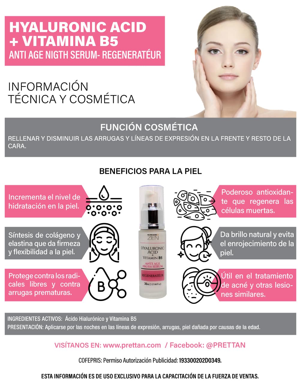 HYALURONIC ACID + VITAMINA B5 ANTI AGE NIGTH SERUM- REGENERATÉUR - Imagen 3