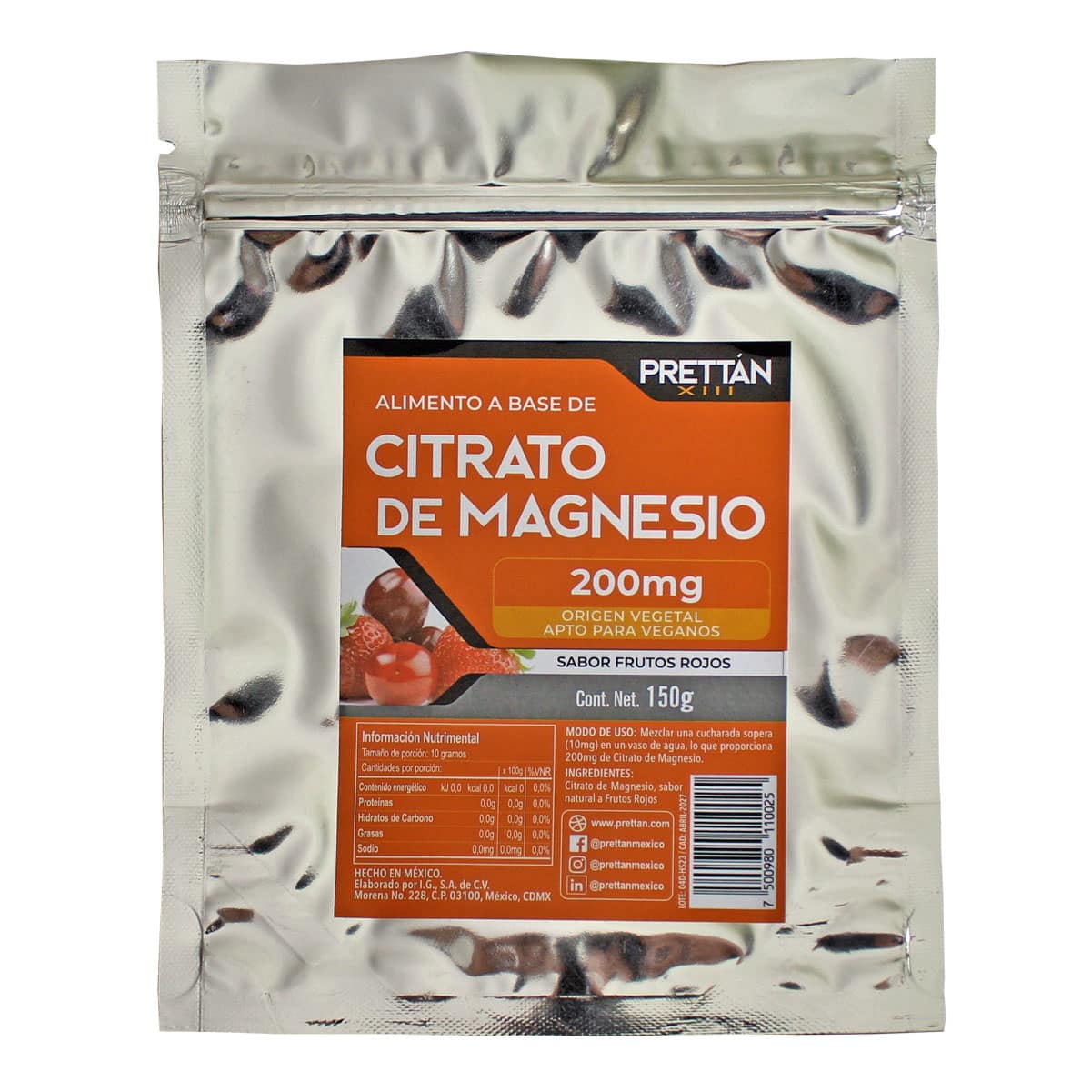 Citrato de magnesio (Polvo sabor frutos rojos)