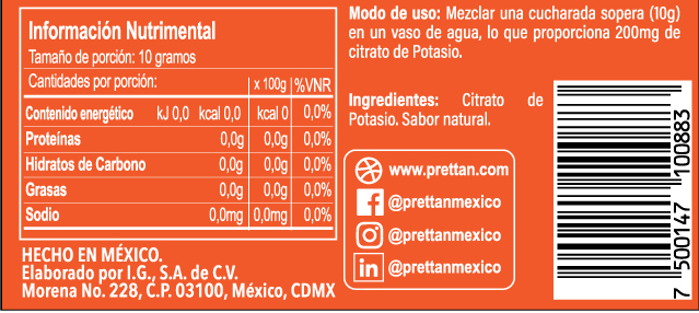 Citrato de potasio (Polvo sabor natural) - Imagen 3