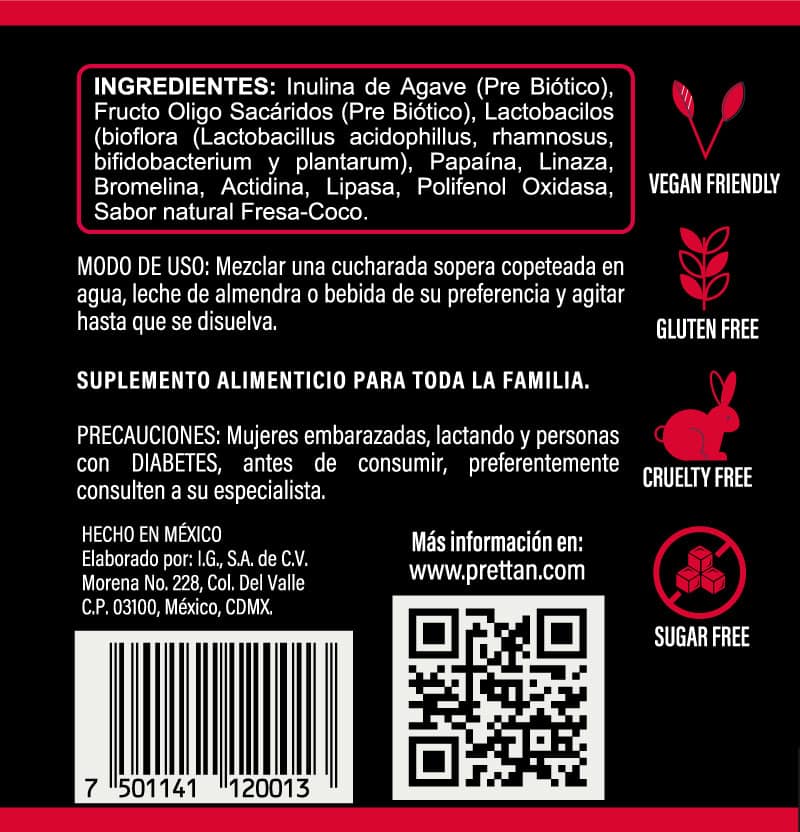 PREBIOTICOS & ENZIMAS SABOR FRESA COLADA 500G - Imagen 4