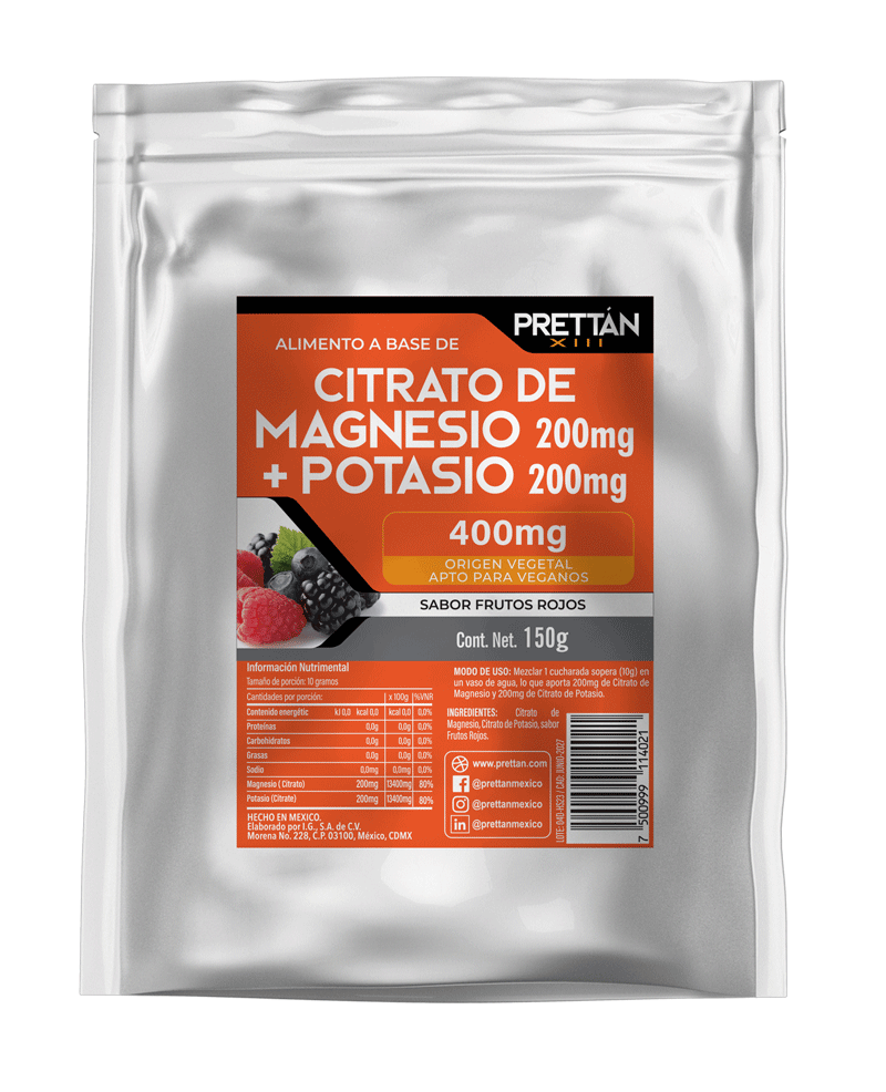 Citrato de magnesio y potasio (Polvo sabor frutos rojos)