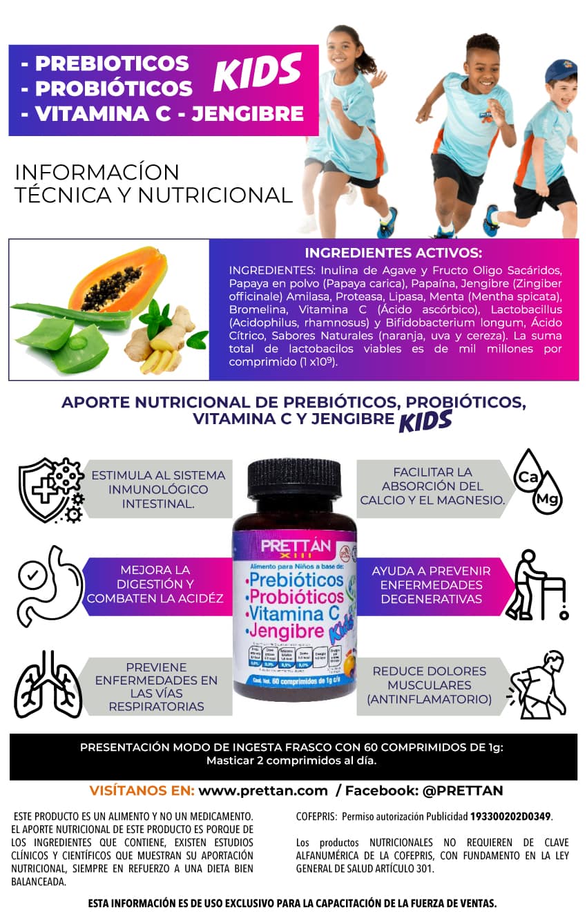 Prebióticos, Probióticos, Vitamina C, Jengibre y Enzimas Digestivas Kids - Imagen 2