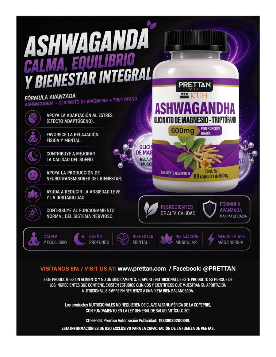 AHSWAGANDHA - Glicinato de Magnesio - Triptófano - Imagen 2