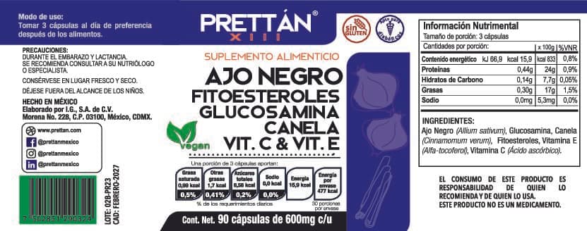 Ajo negro, Fitoesteroles, Glucosamina, Canela, Vit. C y Vit. E - Imagen 10