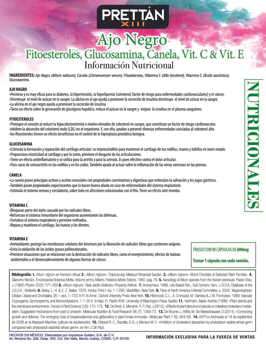 Ajo negro, Fitoesteroles, Glucosamina, Canela, Vit. C y Vit. E - Imagen 15