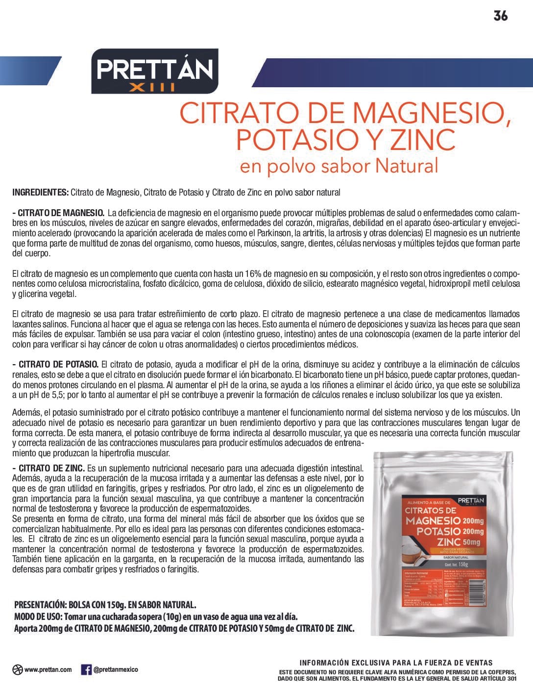 Citrato de magnesio, potasio y zinc en polvo sabor Natural - Imagen 5