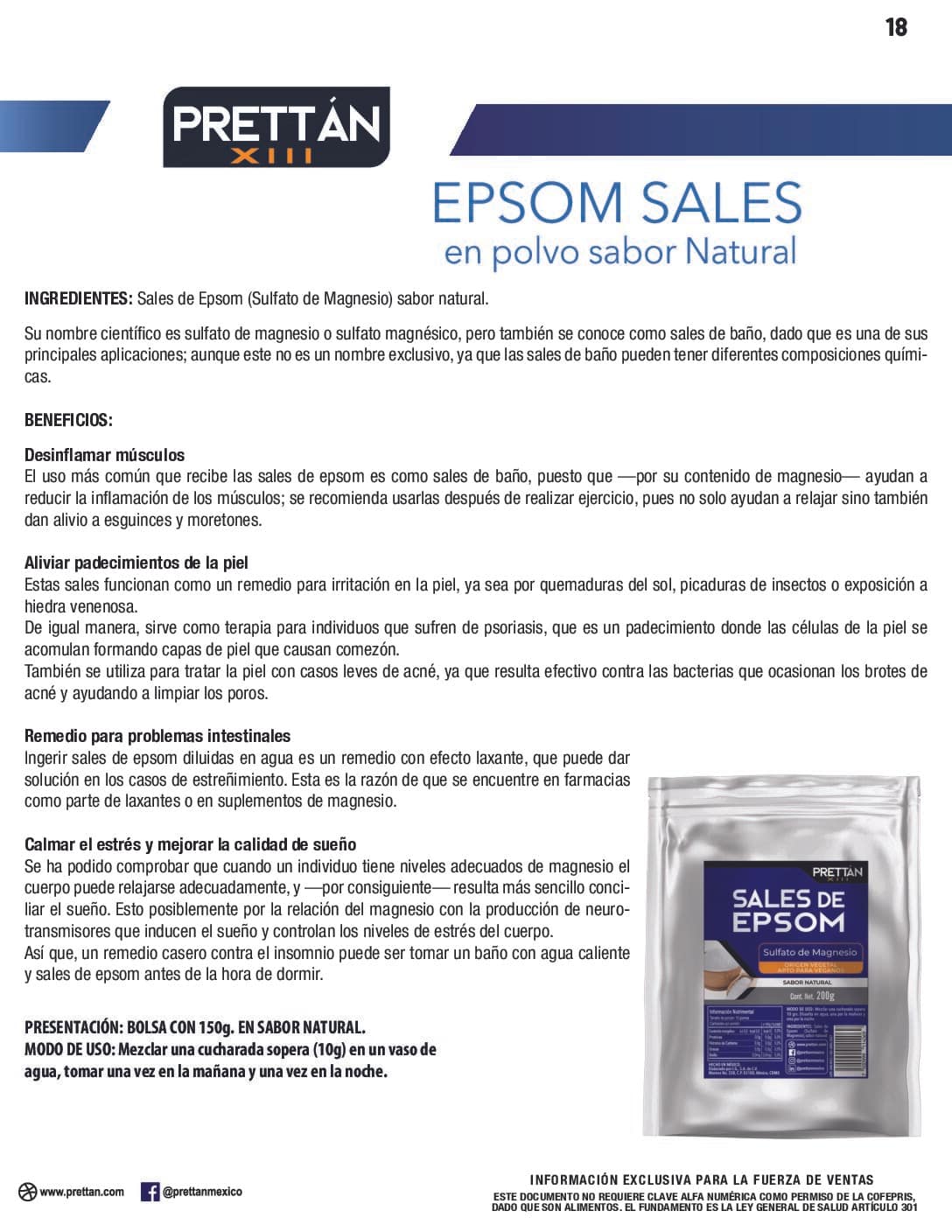 Sales de Epsom en polvo sabor natural - Imagen 2