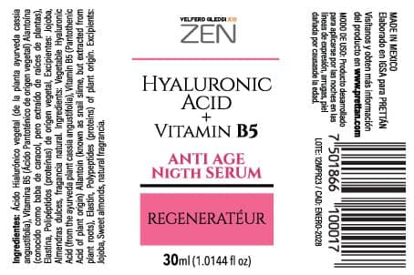 HYALURONIC ACID + VITAMINA B5 ANTI AGE NIGTH SERUM- REGENERATÉUR - Imagen 6